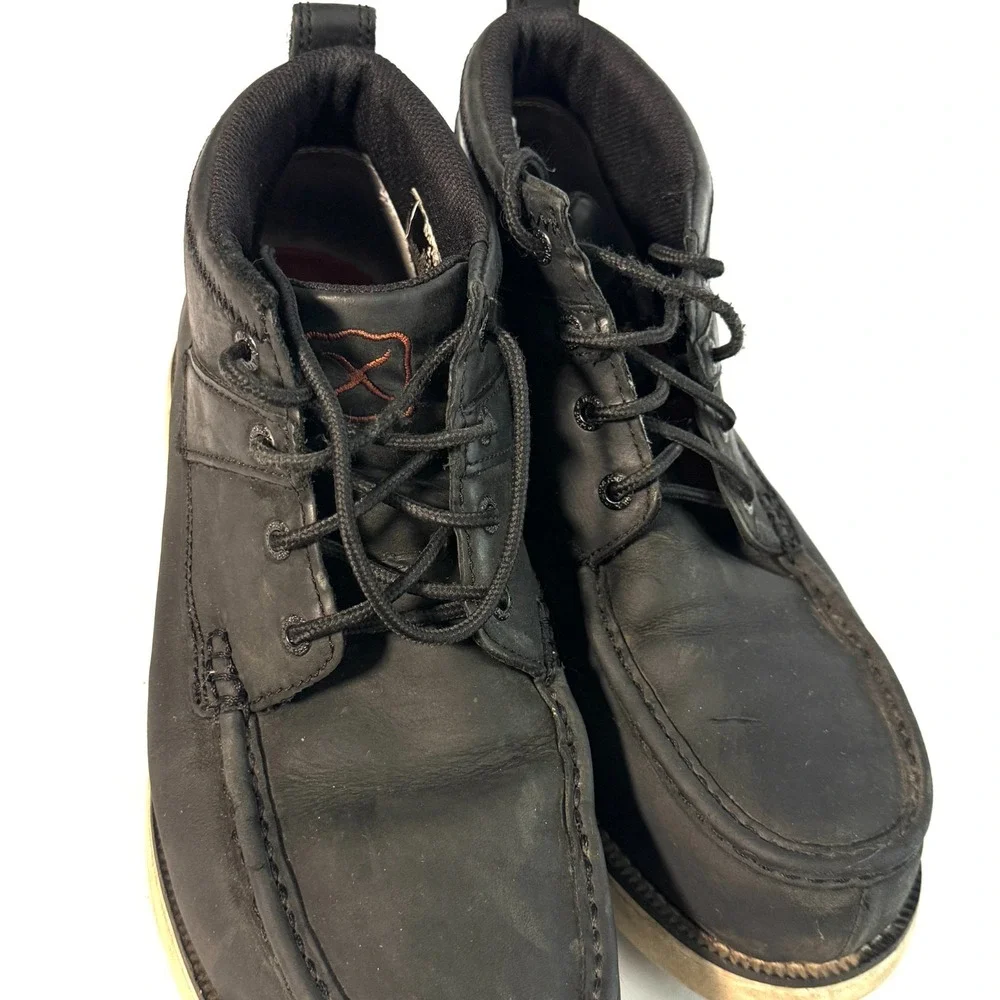 Twisted X CellStretch MCAA002 Mens US 8.5 Black Leather EH Wedge Sole Work Boots